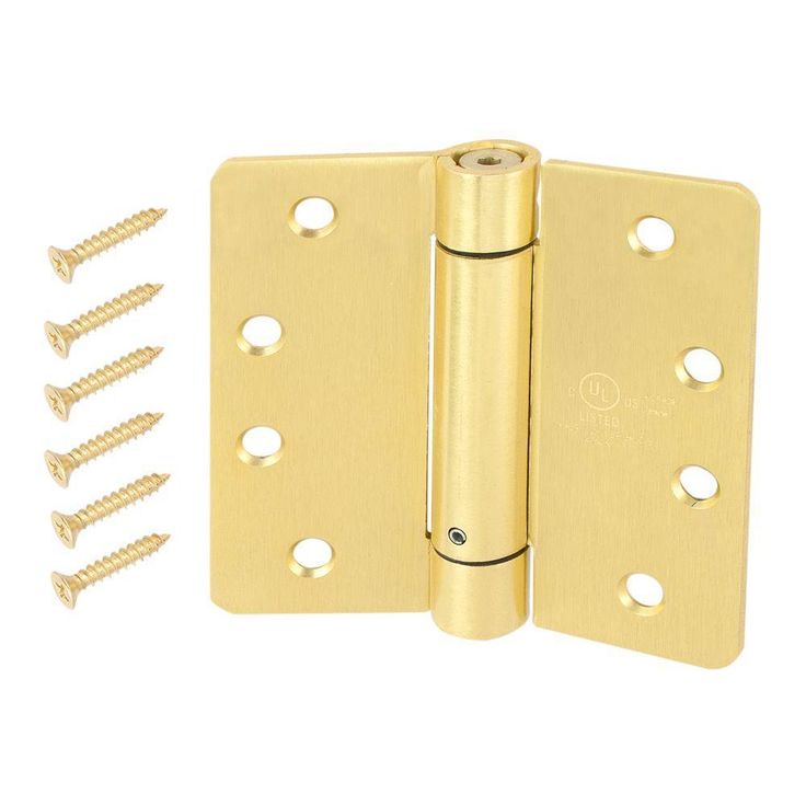 4 in. Satin Brass 5/8 in. Radius Adjustable Spring Door Hinge