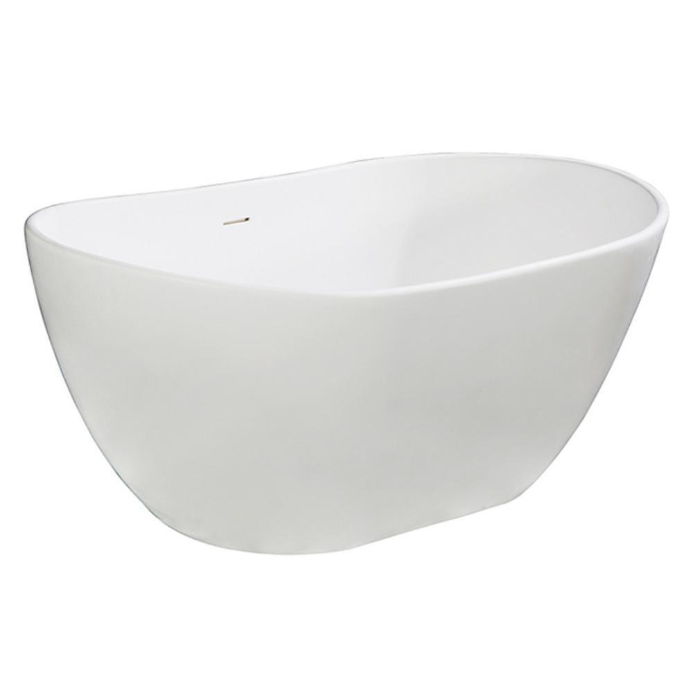 Collete 56.3 in. Solid Surface Flatbottom Freestanding Bathtub in White - Super Arbor