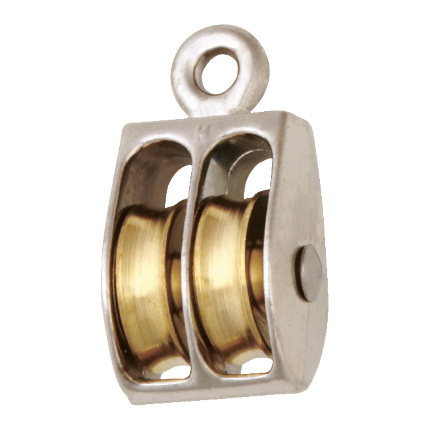 Campbell 1 in. Nickel Copper Ridge Eye Double Sheave Rigid Eye Pulley