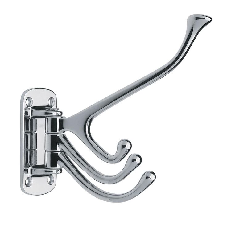 6 in. Chrome Hinged Triple Wall Hook (4-Pack)