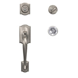 Custom Camelot Satin Nickel 3/4 Trim Single Cylinder Door Handleset with Hobson Glass Door Knob