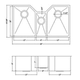 Undermount Stainless Steel 35 in. 16-Gauge Triple Bowl Kitchen Sink - Super Arbor