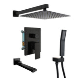 1-Spray Patterns with 2.5 GPM 10 in. 3-Way Wall Mount Rain Dual Shower Heads with Tub Shower Faucet in Matte Black - Super Arbor