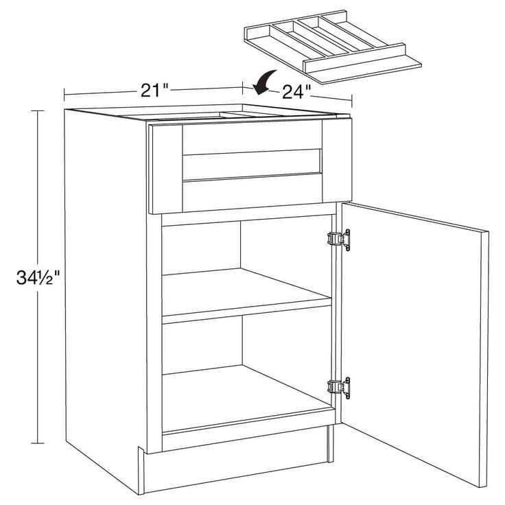 Home Decorators Collection Washington 21 in. W x 24 in. D x 34.5 in. H Veiled Gray Plywood Shaker Assembled Base Kitchen Cabinet Right Utility Tray