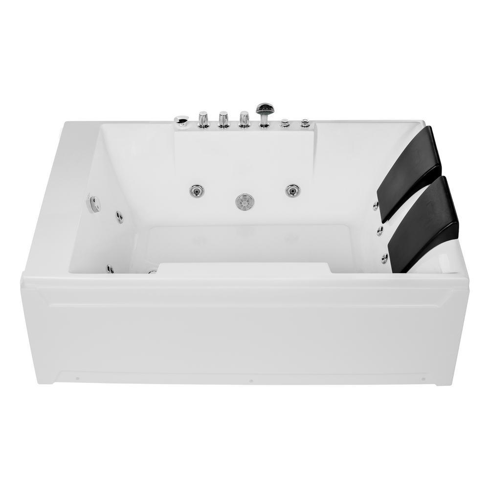 72 in. Acrylic Flatbottom Whirlpool Bathtub in White - Super Arbor