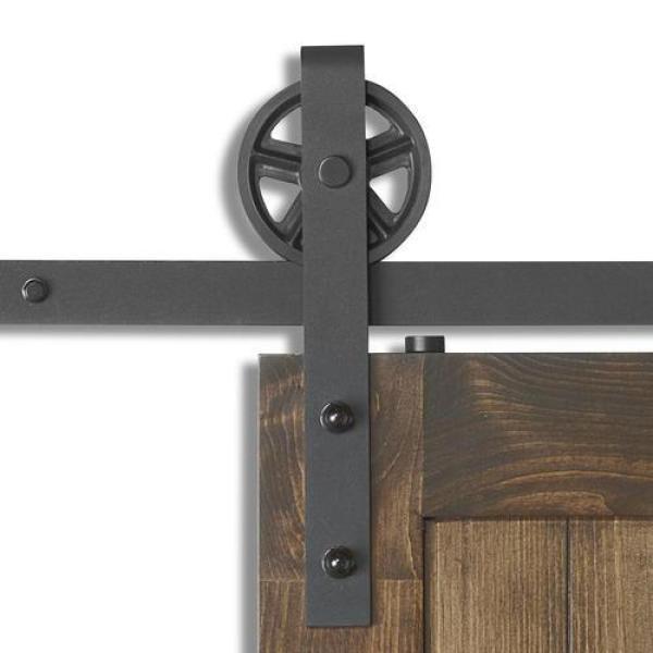 8 ft. /96 in. Frosted Black Sliding Barn Door Track and Hardware Kit for Single with Non-Routed Floor Guide - Super Arbor