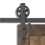 8 ft. /96 in. Frosted Black Sliding Barn Door Track and Hardware Kit for Single with Non-Routed Floor Guide - Super Arbor