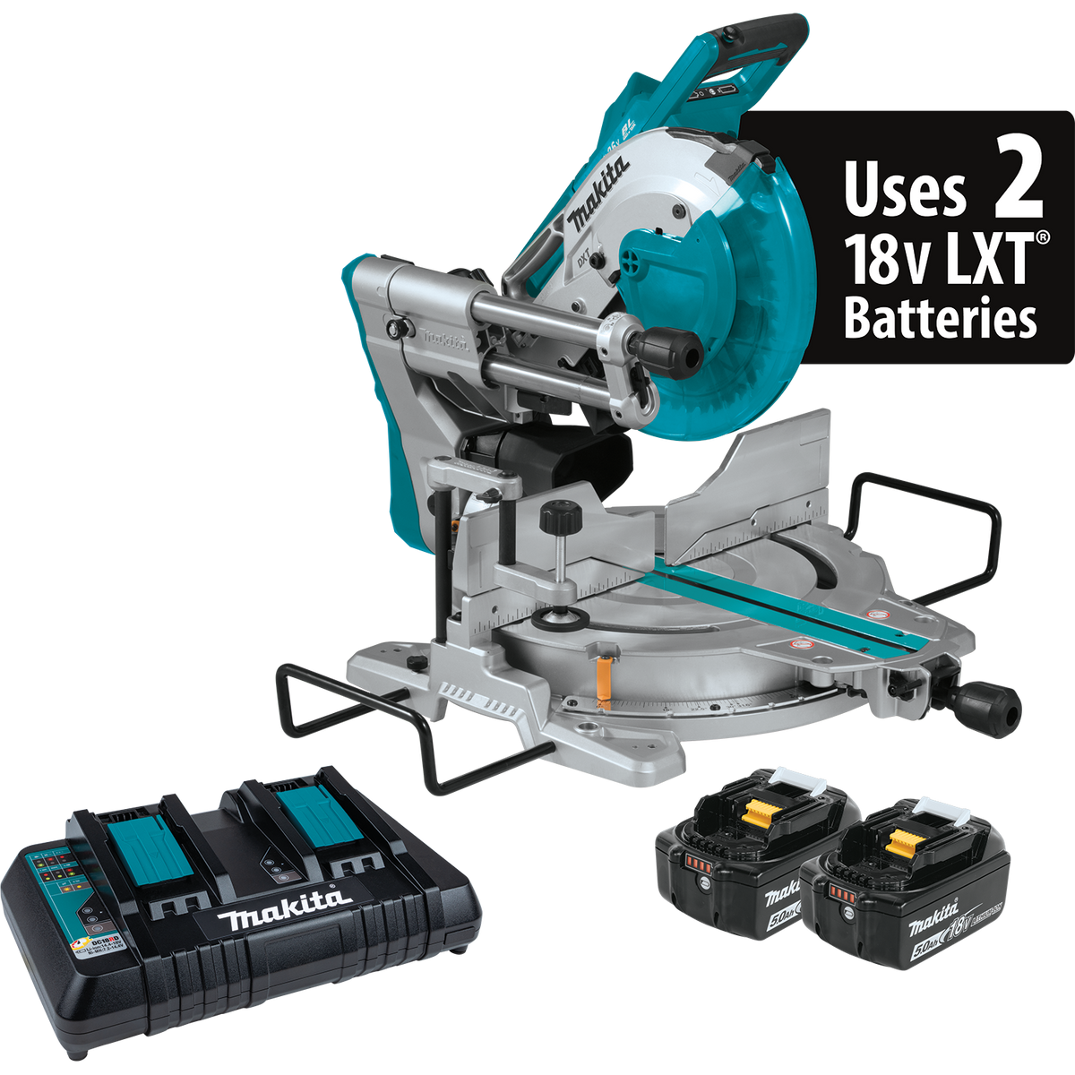 Makita 18V X2 LXT Brushless Cordless 10 in. Dual-Bevel Sliding Compound Miter Saw Kit, 5.0Ah, with Bonus Router