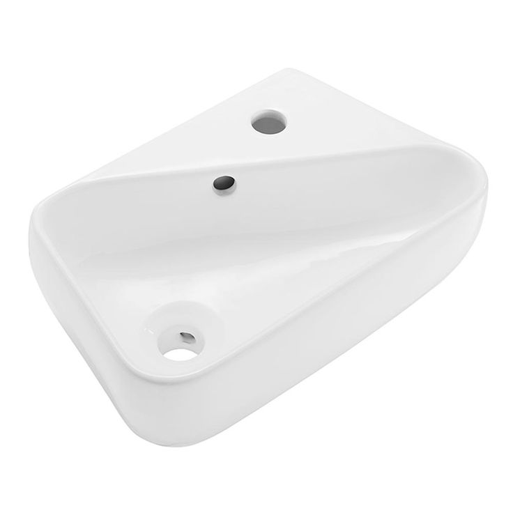 Swiss Madison Plaisir 18 in. x 11 in. Ceramic Wall Hung Vessel Sink with Right Side Faucet Mount in White