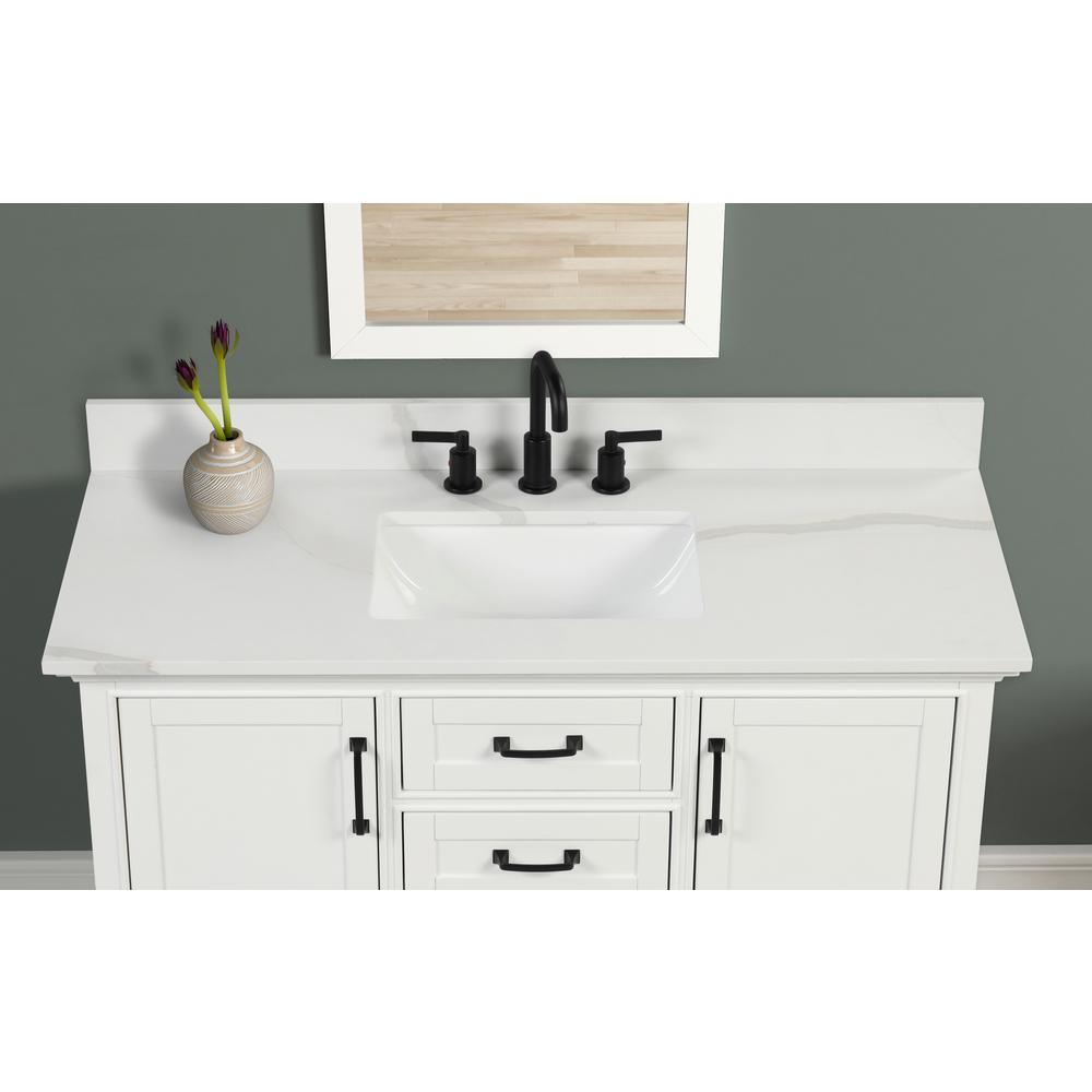 49 in. W x 22 in. D x 0.75 in. H Quartz Vanity Top in Statuario White with White Basin - Super Arbor