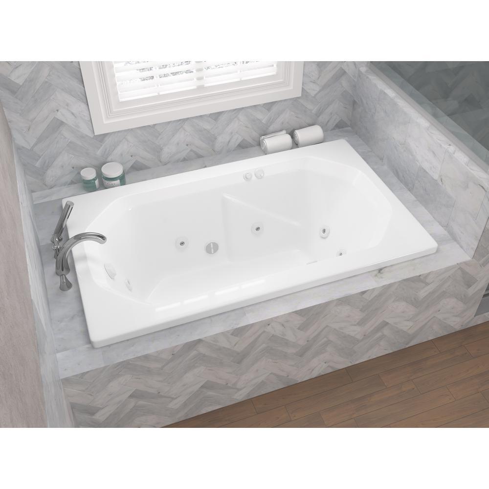 Onyx 5 ft. Rectangular Drop-in Whirlpool Bathtub in White - Super Arbor