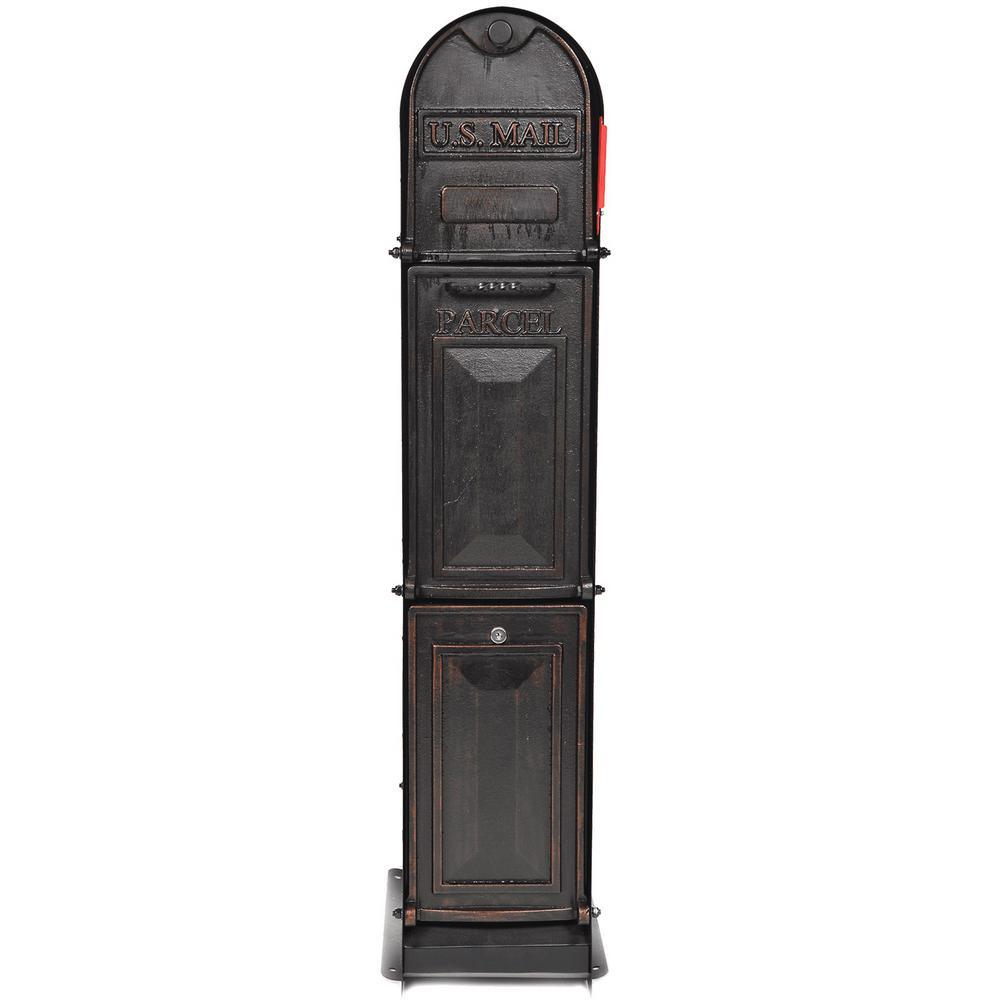 Classic Shadow 3-Door Front Access Lockable Ground Mount Mailbox in Oil Rubbed Bronze - Super Arbor