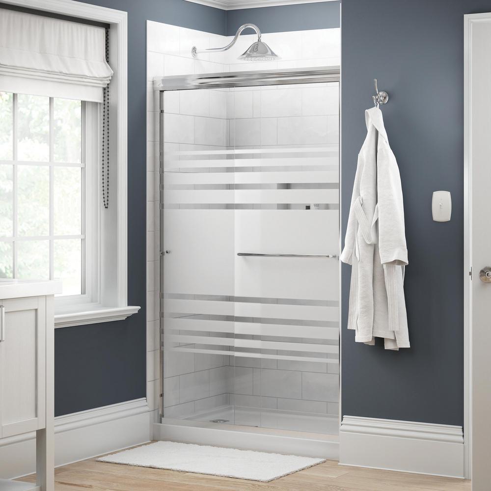Simplicity 48 in. x 70 in. Semi-Frameless Traditional Sliding Shower Door in Bronze with Clear Glass - Super Arbor