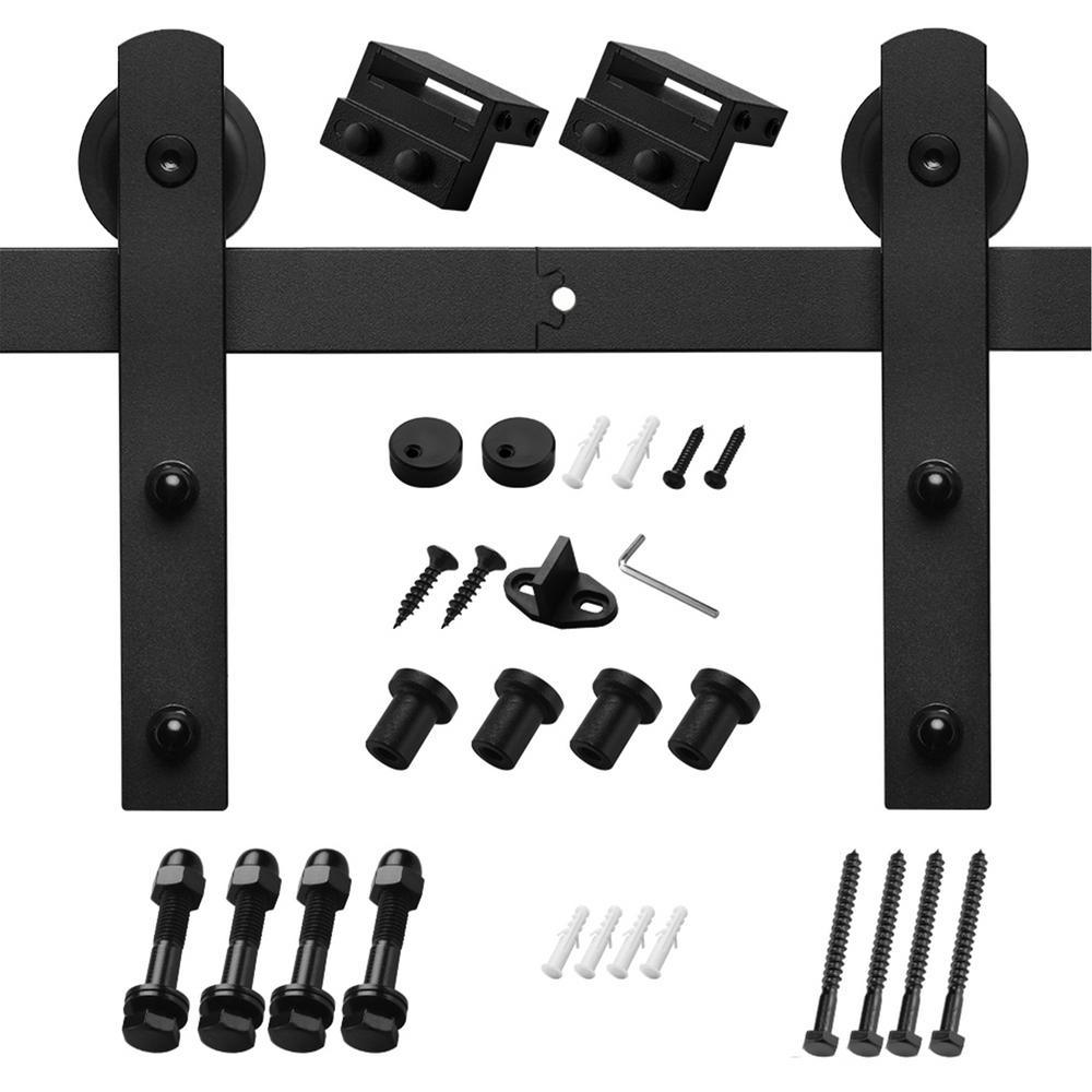 5 ft./60 in. Black Sliding Barn Door Track and Hardware Kit with I-Shape Hanger For Single Door - Super Arbor