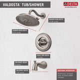 Delta Valdosta with H2Okinetic Technology Spotshield Brushed Nickel 1-Handle Bathtub and Shower Faucet with Valve