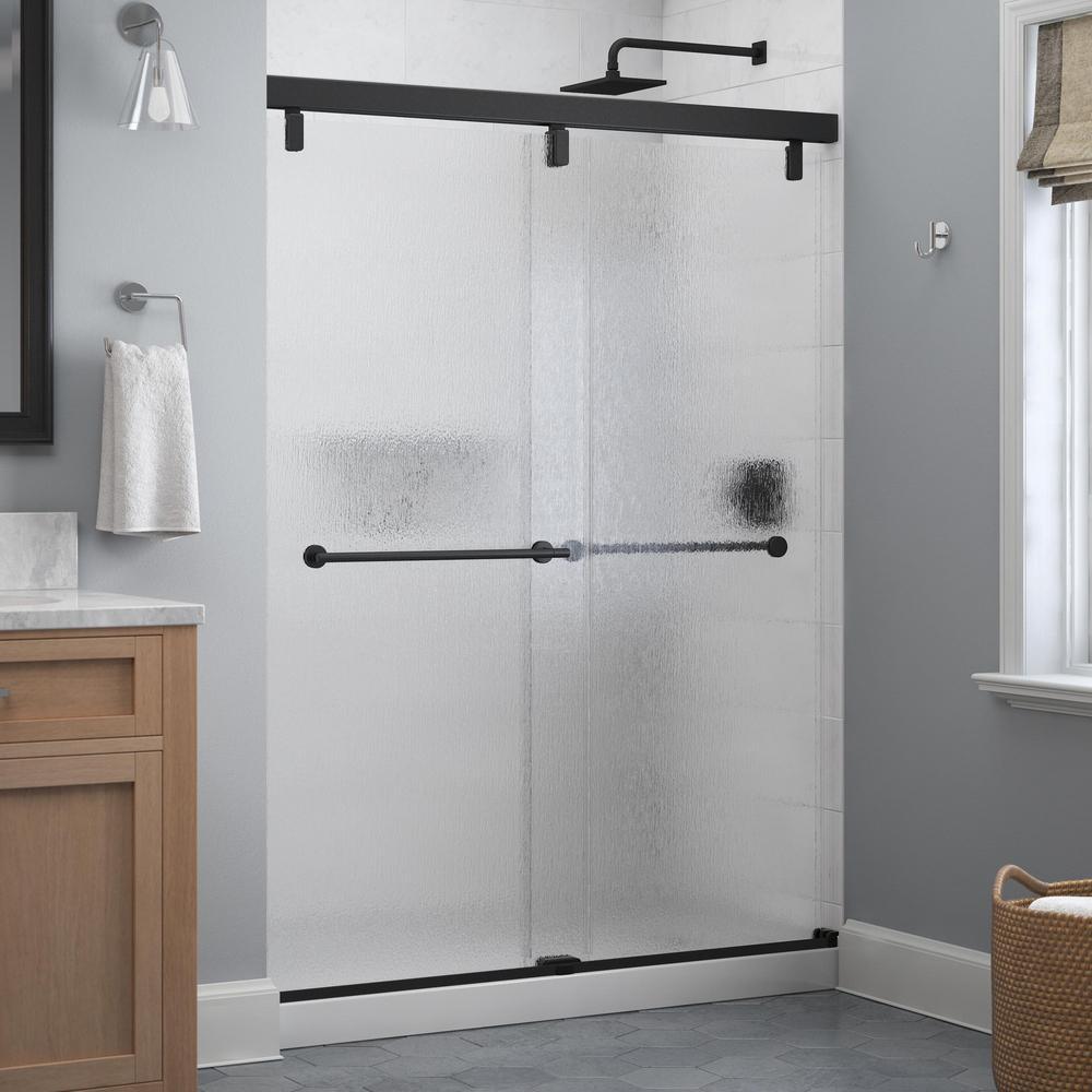 Lyndall 60 x 71-1/2 in. Frameless Mod Soft-Close Sliding Shower Door in Nickel with 1/4 in. (6mm) Transition Glass - Super Arbor