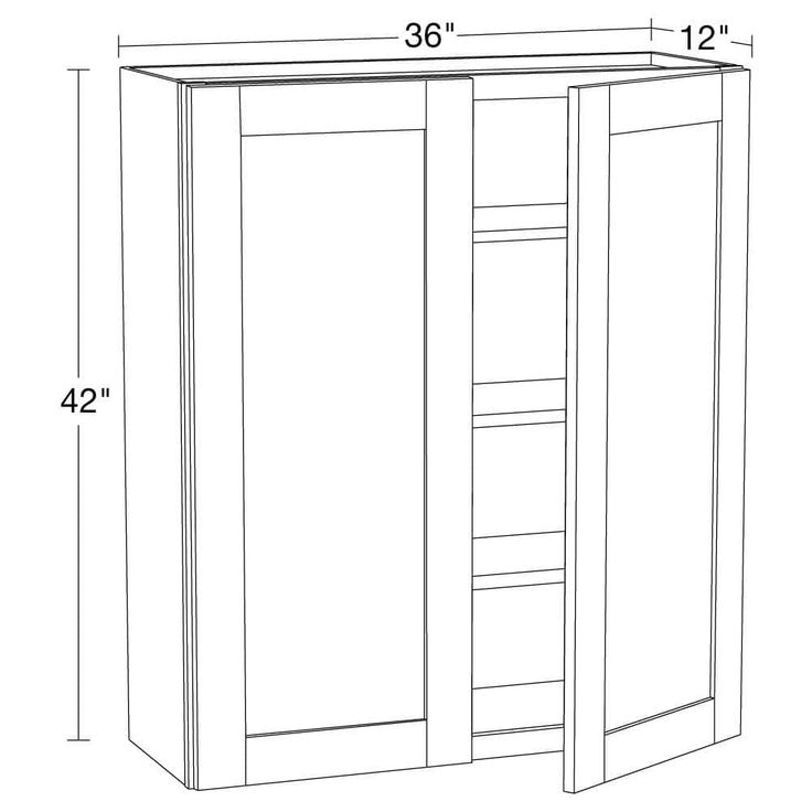Home Decorators Collection Washington Vessel Blue Plywood Shaker Assembled Wall Kitchen Cabinet 3 Shelves Soft Close 36 in W x 12 in D x 42 in H