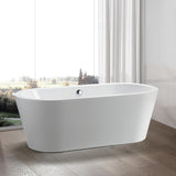 Lorient 59 in. Acrylic Flatbottom Freestanding Bathtub in White - Super Arbor