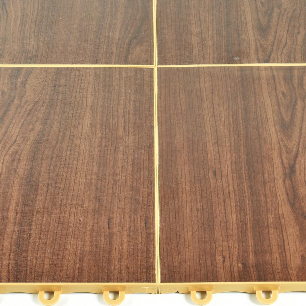 Greatmats Click Tile 12-1/8 in. x 12-1/8 in. Dark Oak Interlocking Basement Plastic and Vinyl Floor Tile (24-Pack) (24.5 sq. ft.)