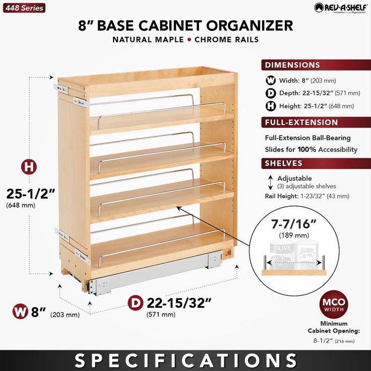 Rev-A-Shelf 11.69-in W x 18.88-in H 4-Tier Pull Out Wood Soft Close Baskets & Organizers