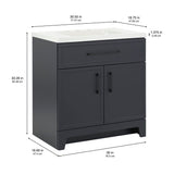 Style Selections Potter 30-in Blue Single Sink Bathroom Vanity with White Cultured Marble Top