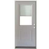 32 in. x 80 in. 1-Panel 1/2 Lite Mini-Blind Primed White Steel Prehung Front Door - Super Arbor