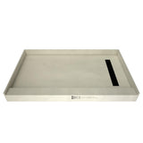Base'N Bench 34 in. x 60 in. Single Threshold Shower Base and Bench Kit with Right Drain and Matte Black Grate - Super Arbor