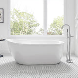 Cantora 60 in. Acrylic Flatbottom Non-Whirlpool Bathtub in White and Faucet Combo in Chrome - Super Arbor