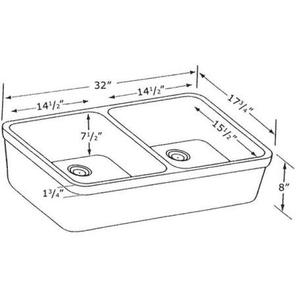 Decorative Lip Farmhouse Apron Fireclay 32 in. Double Basin Kitchen Sink in White