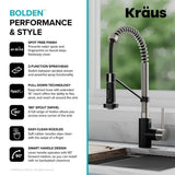 Loften All-in-One Dual Mount Stainless Steel 25in. Single Bowl Kitchen Sink with Pull Down Faucet in Black and Steel