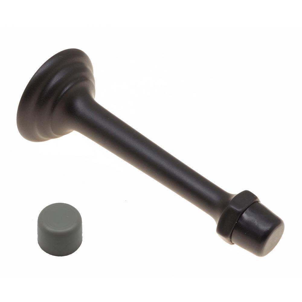 3-3/4 in. Solid Brass Fancy 3-Ring Base Door Stop in Matte Black - Super Arbor