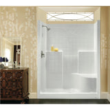 Everyday Diagonal Tile AFR 48 in. x 36 in. x 76 in. 1-Piece Shower Stall with Right Seat and Center Drain in White - Super Arbor