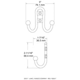2-7/10 in. Satin Nickel Ball End Double Wall Hook (4-Pack)