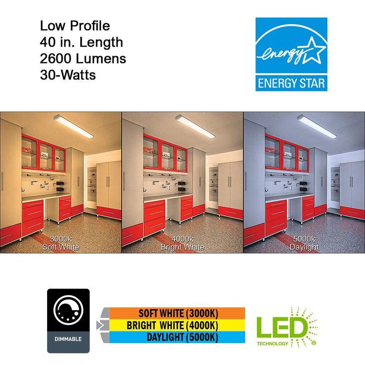 Low Profile 40 in. 2600 Lumens Integrated LED Dimmable White Wraparound Light 3 Color Changing Options Dimmable