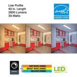 Low Profile 40 in. 2600 Lumens Integrated LED Dimmable White Wraparound Light 3 Color Changing Options Dimmable