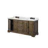 Clinton 72 in. W Double Vanity in Almond Latte with Natural Marble Vanity Top in White with White Sink - Super Arbor