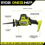 RYOBI ONE+ HP 18V Brushless Cordless Compact One-Handed Reciprocating Saw (Tool Only)
