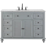 Hamilton Shutter 49-1/2 in. W x 22 in. D Bath Vanity in Ivory with Granite Vanity Top in Grey - Super Arbor