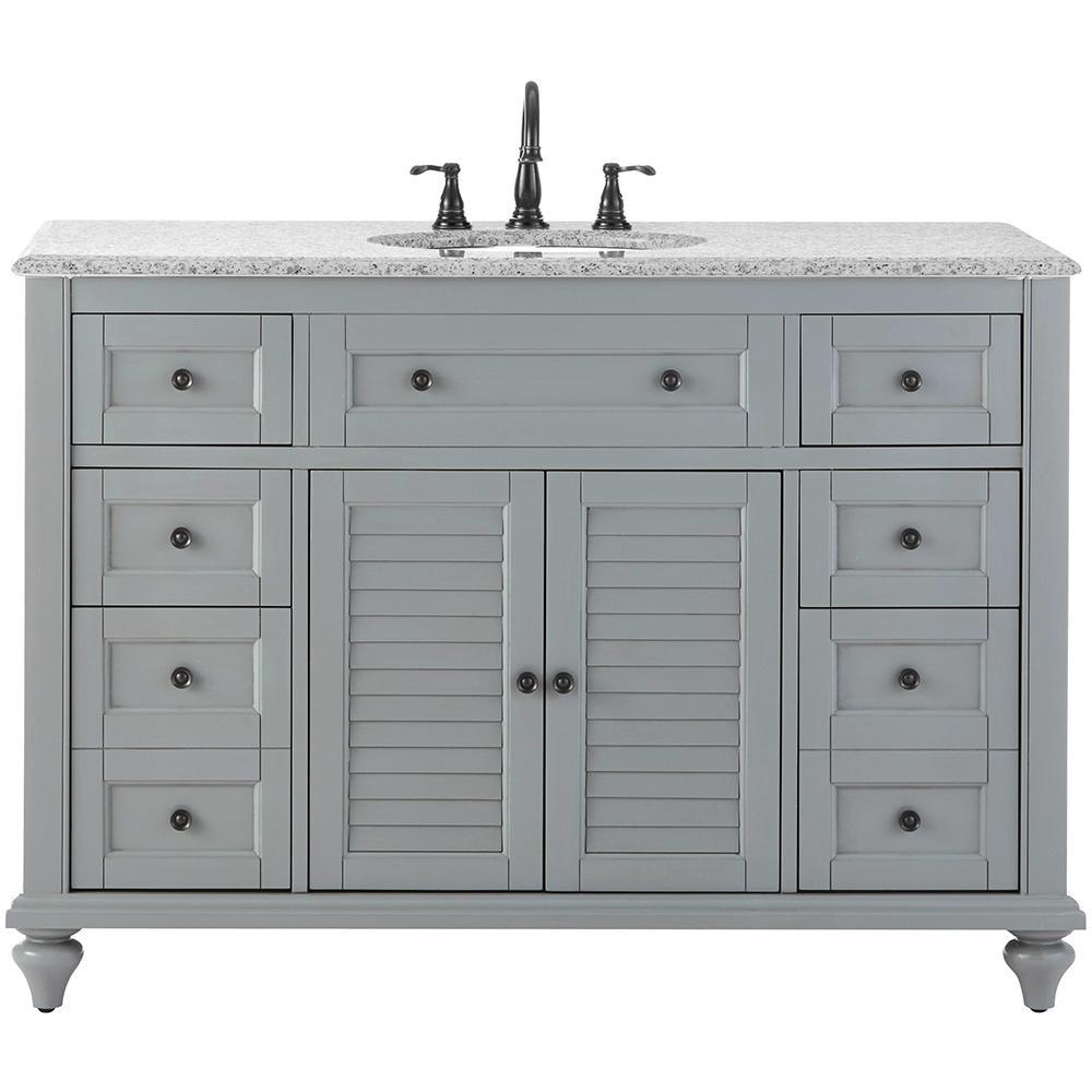 Hamilton Shutter 25 in. W x 22 in. D Bath Vanity in Sea Glass with Granite Vanity Top in Grey - Super Arbor