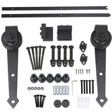 6 Ft Interior Black Steel Single Sliding Barn Closet Door Hardware Track System Kit Set