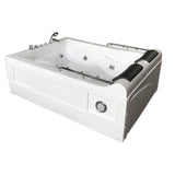 Lulu with heater 68 in. Acrylic Center Drain Corner Alcove Whirlpool Bathtub in White - Super Arbor