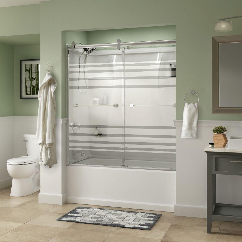 Crestfield 60 x 58-3/4 in. Frameless Contemporary Sliding Bathtub Door in Bronze with Clear Glass - Super Arbor