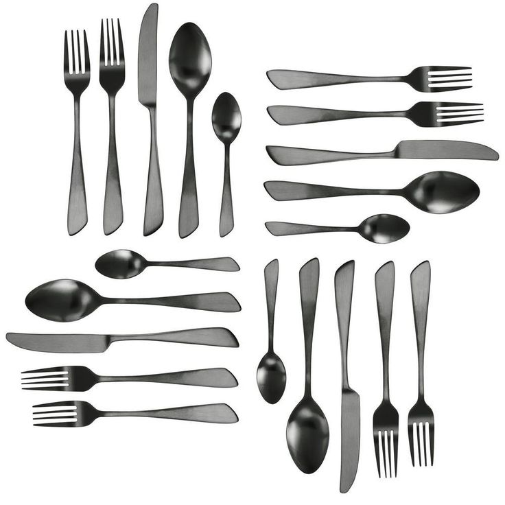Gibbous 20-Piece Black Stainless Steel Flatware Set (Service for 4)