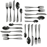 Gibbous 20-Piece Black Stainless Steel Flatware Set (Service for 4)