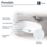 Under-Mount Porcelain Bathroom Sink in White with Pop-Up Drain in Brushed Nickel - Super Arbor