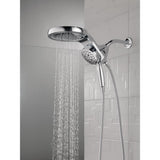 HydroRain Two-in-One 5-Spray 6 in. Dual Wall Mount Fixed and Handheld H2Okinetic Shower Head in Chrome - Super Arbor