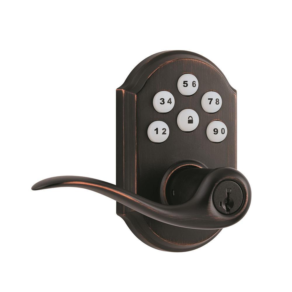 Z-Wave SmartCode Lifetime Satin Nickel Electronic Tustin Door Lever Featuring SmartKey Security - Super Arbor