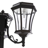 Victorian Bulb Series 3-Head Black Integrated LED Outdoor Solar Lamp Post with the GS Solar LED Light Bulb