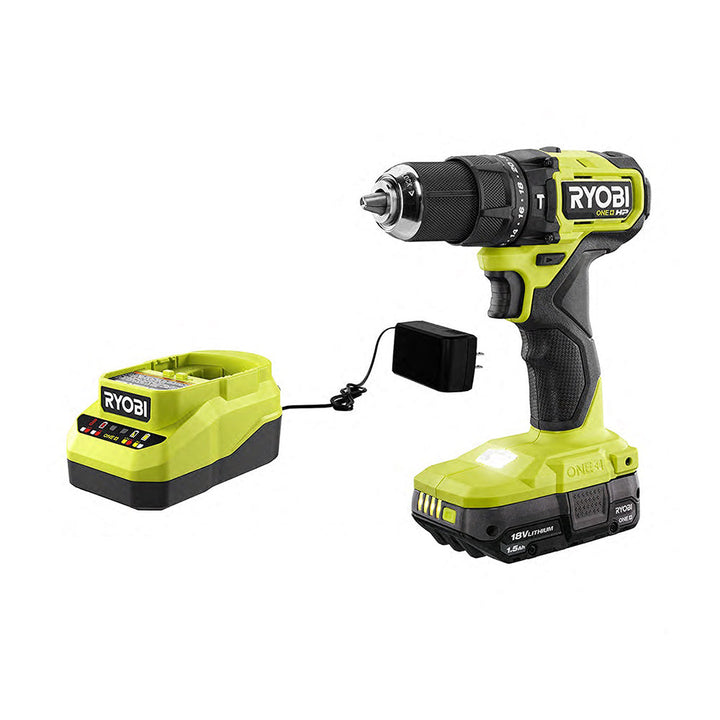 18-Volt ONE+ Cordless 1/2 in. Hammer Drill/Driver with 1.5 Ah Compact Lithium-Ion Battery
