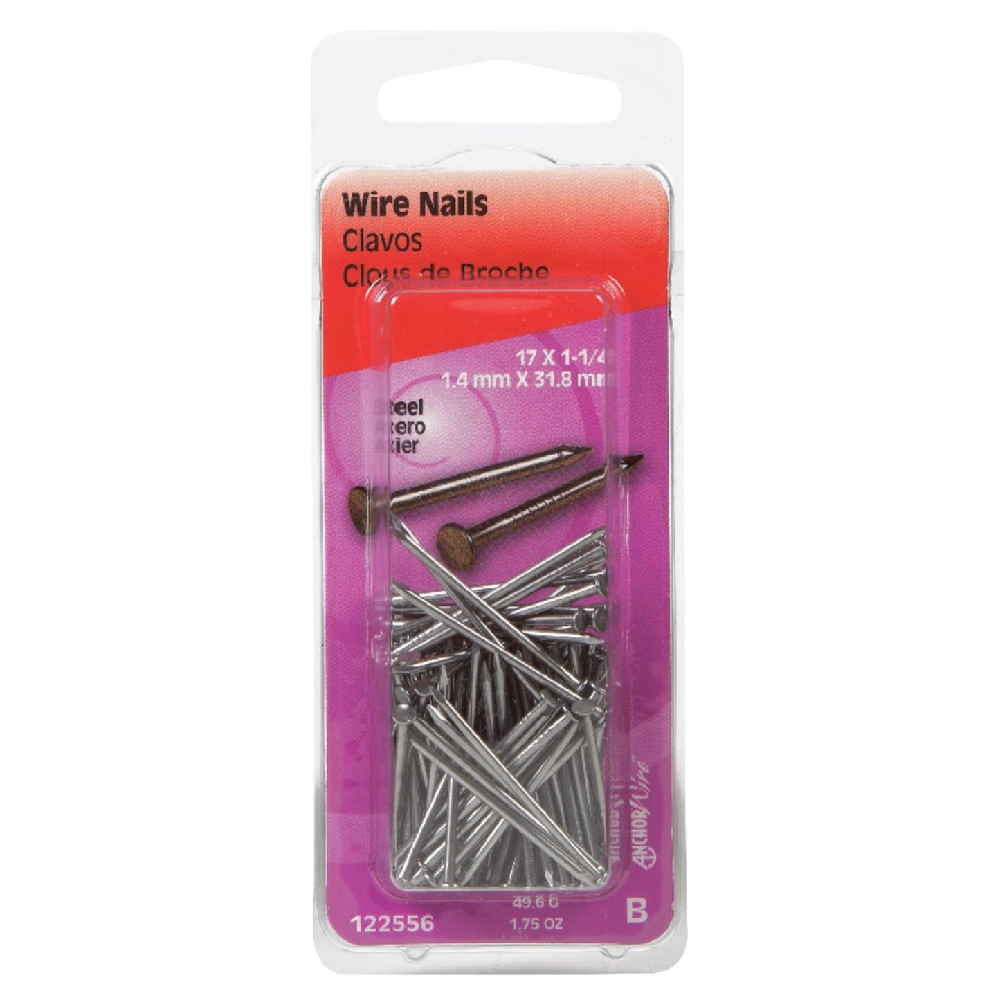 Hillman 1-1/4 in Wire Bright Steel Nails, Flat Head